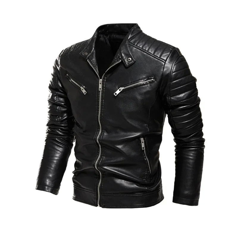 Men Yellow PU Leather Jacket Patchwork Biker Jackets Casual Zipper Coat Male Motorcycle Jacket Slim Fit Fur Lined Outwear Coat