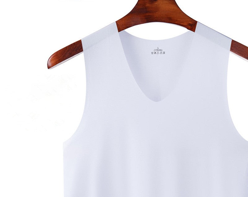Summer Men's Non-Marking Ice Silk Undershirt Men's Slim Sports Fitness Cross-Body Bottoming Sleeveless Breathable Comfortable