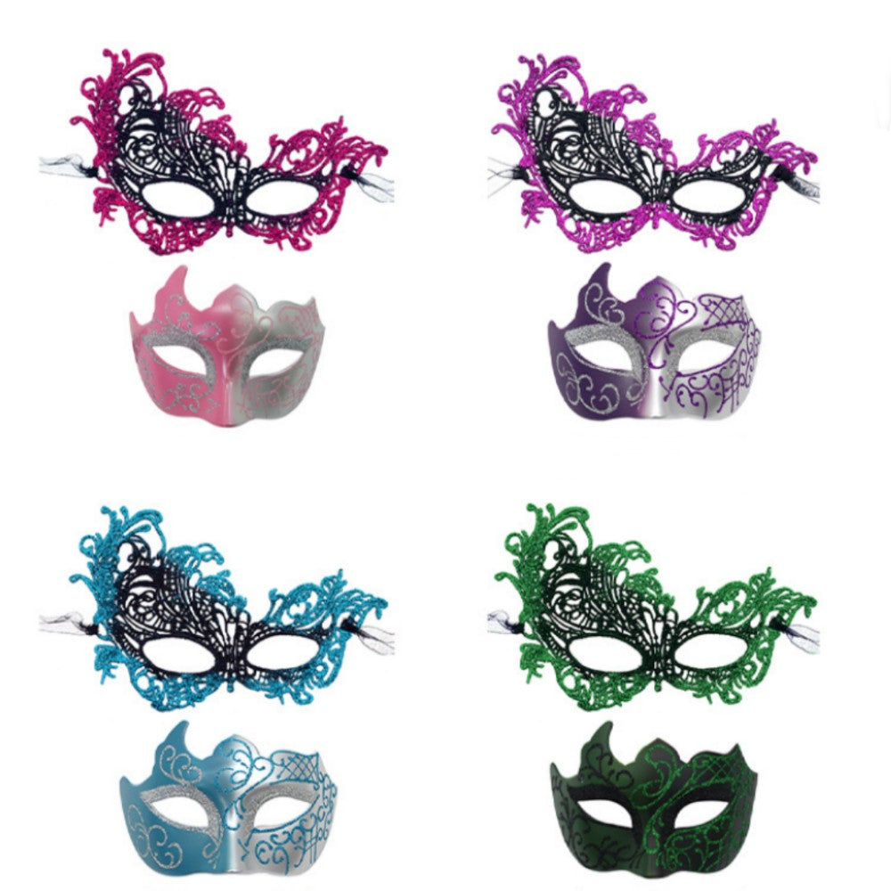 2PCS/set Couple Masks Lace Women Mask Men Painted Half Face Mask Eye Mask Set Party Masquerade Wedding Decoration Costume Prom
