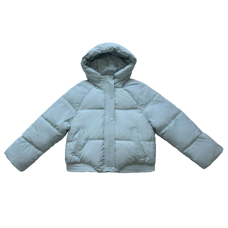 Korean Winter Women Black Beige Hood Zipper Down Jacket Ladies Blue Single Breasted Short Warm Thick Bread Coat Streetwear Trend