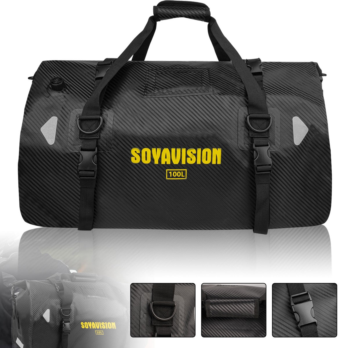 Motorcycle Dry Bag Waterproof Reflective Tail Duffle Bag Skiing Travel Hiking Camping Boating Riding Fishing Outdoor Luggage