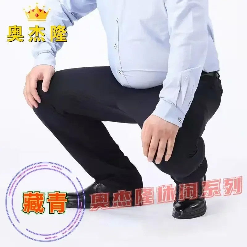 Men Summer Suit Pants Casual Pants Business Fashion Classic Solid Color Stretch Straigh Thin Cotton Trousers Plus Size A177