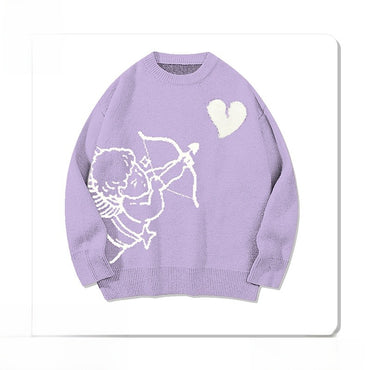 Men's Knitted Sweater Angel Love Heart Design Faionable Urban Sle Winter Season Long Sve round Ne Pullover New Arrival