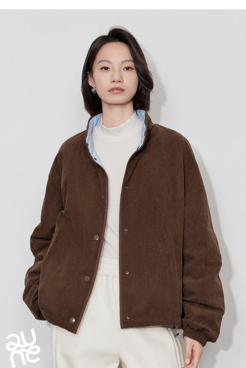 TOYOUTH Women Thick Cotton Coat 2024 Winter Long Sleeve Lapel Collar Contrasting Color Splicing Elegant Outwear Jacket Coat