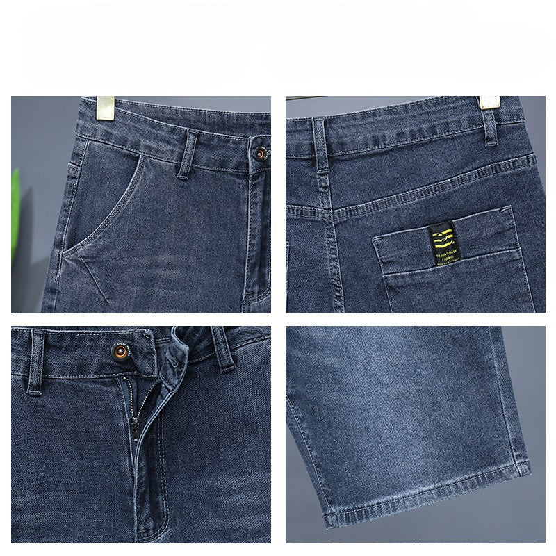 Men's Straight Casual Denim Shorts Simple Solid Color Slim Jeans Comfortable Breathable Bermuda Short Pants Summer