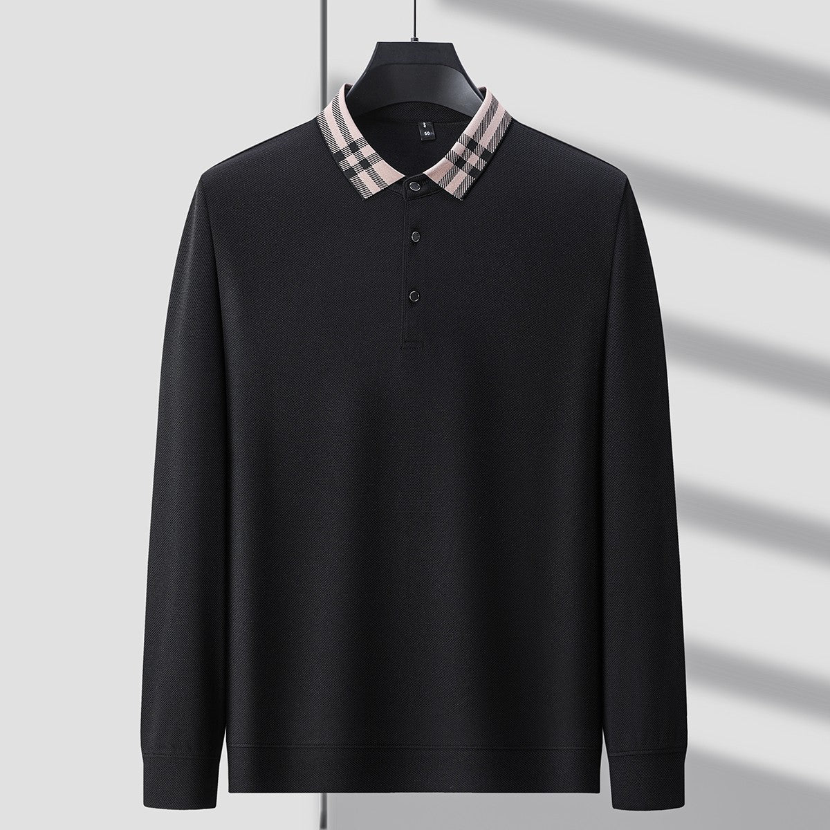 Light luxury brand polo shirt long sleeved spring and autumn new style comfortable and breathable casual striped lapel T-shirt