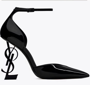 Maillard Sandals for Women Fashion High Heels for Women One-piece Patent Leather Square Head Letter Heel Open Toe Sexy Shoes