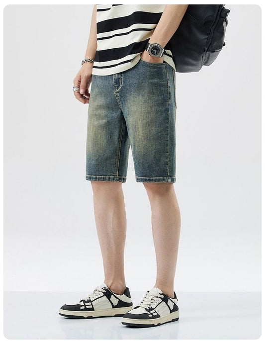 Men's Vintage Denim Shorts Summer Fashion Straight Loose Short Pants Comfortable Personality Wide-leg Casual Jeansdenim shorts