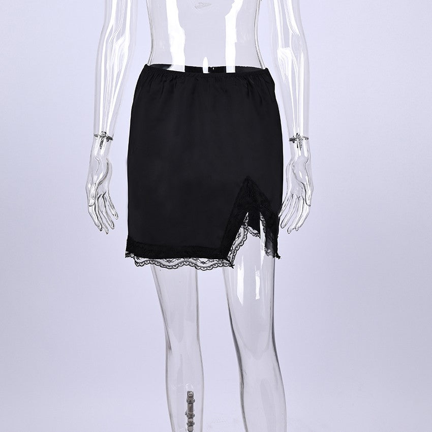 Linad Elegant Satin Embroidery Pencil Skirts Summer Sexy High Waist Split Mini S