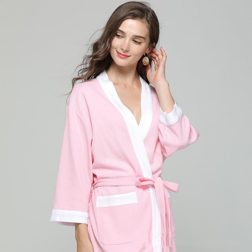 Cotton Waffle Men Kimono Bathrobe Gown Sleepwear Couple Black Robe Nightwear Loose Casual Sauna Yukata Spring Summer Home Wear