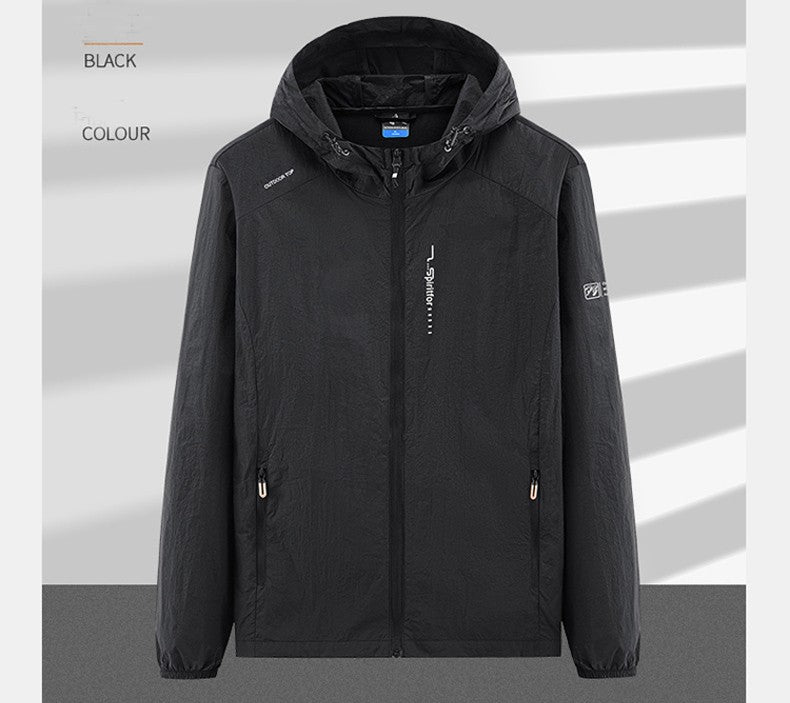 Summer Outdoor Quick Dry Sun-Protective Thin Jacket Men Hiking Fishing Cycling Hooded Gym Sport Windbreaker Ultra Light Coats