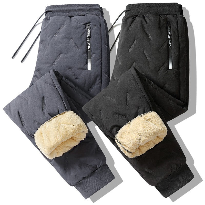 2025 Men's Winter Sweatpants Plush Thick Fleece Lambswool Thermal Casual Waterproof Windproof Warm Trousers