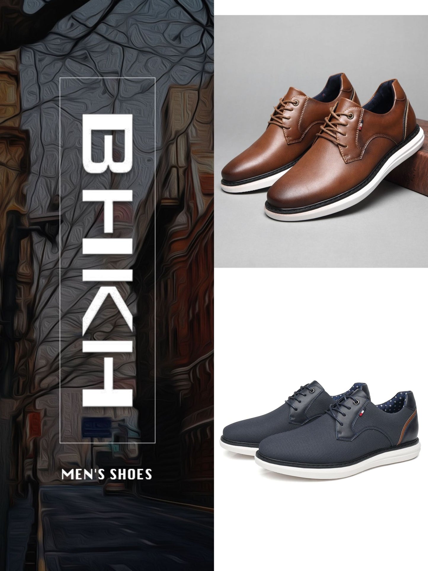 2025 Spring/Summer New Men Shoes Comfy Luxury Brand Men Casual Shoes Lace Up Business Style Dress Shoes BHKH Men Shoes