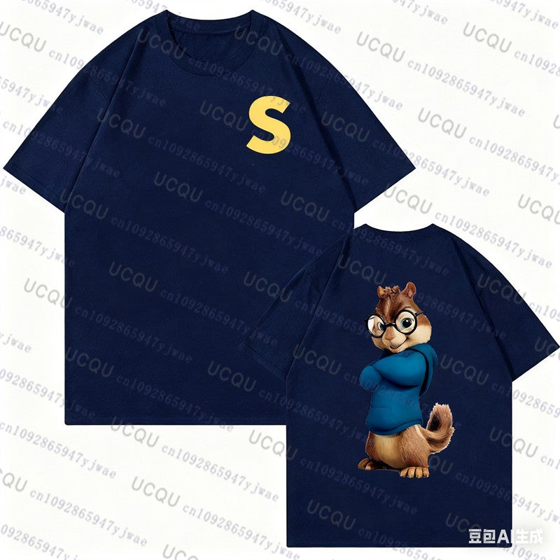 Alvin and The Chipmunks Cosplay Short Sleeve Tshirt Autumn Unisex S/P Movie Nerd Geek Anime Fashion Cotton Casual Pajama T-shirt