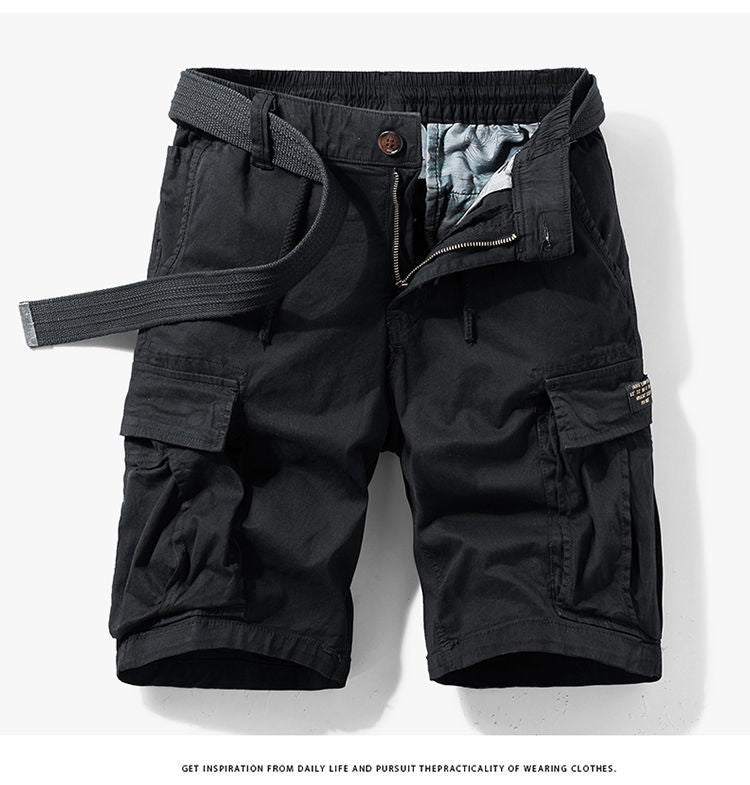 Men's Casual Loose Cotton Work orts American Retro Sle Five-Quarter Length Youth Faion Summer Apparel Straight Leg Fit