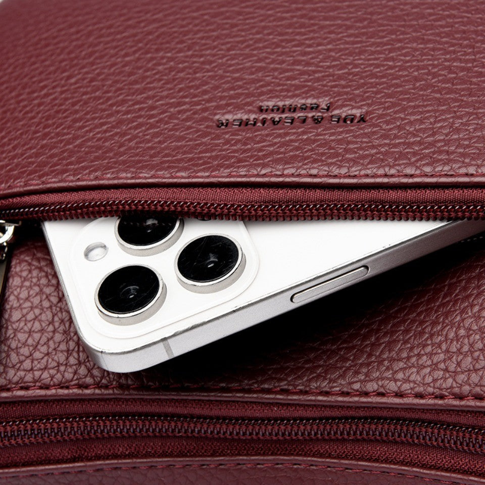 Genuine Brand Top Quality Soft Pu Leather Shoulder Crossbody Bags for Women 2026 Designer Handbag 2 Layers Hand Messenger Bag