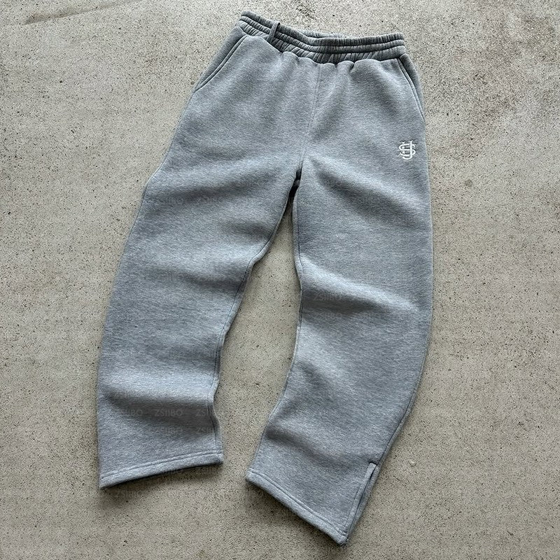 Men Sweatpants Y2k Vintage Loose Straight Pant Straight Pants Leg Zipper Embroidery Hip Hop Harajuku Casual Street Dance Trouser