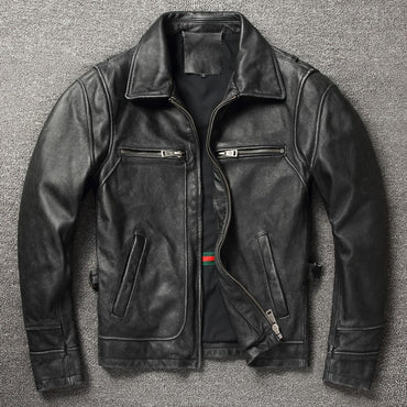 2025 Retro Style 100% Top Layer Cowhide Oversized Leather Jacket Color is made of Old Motorcycle Riding Clothes.
