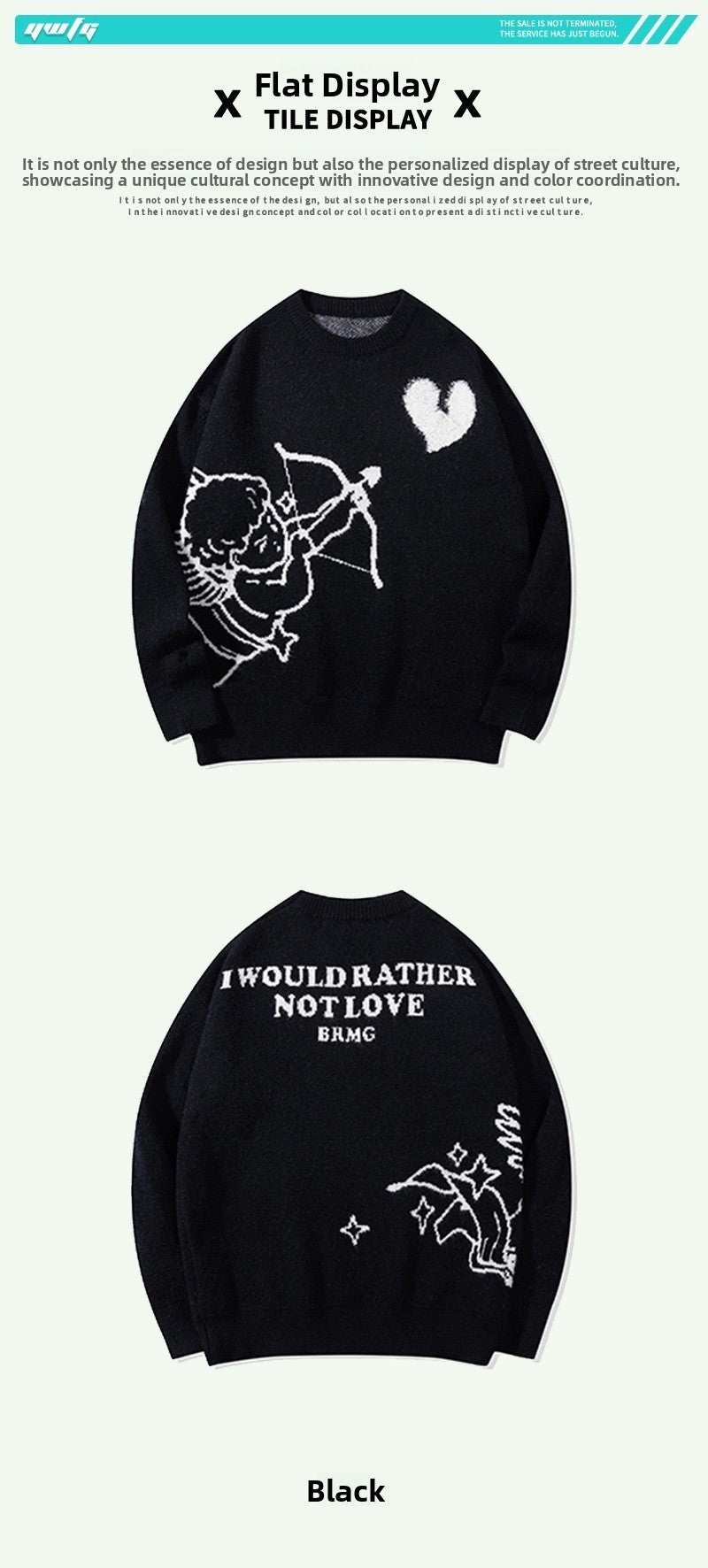 Men's Knitted Sweater Angel Love Heart Design Faionable Urban Sle Winter Season Long Sve round Ne Pullover New Arrival