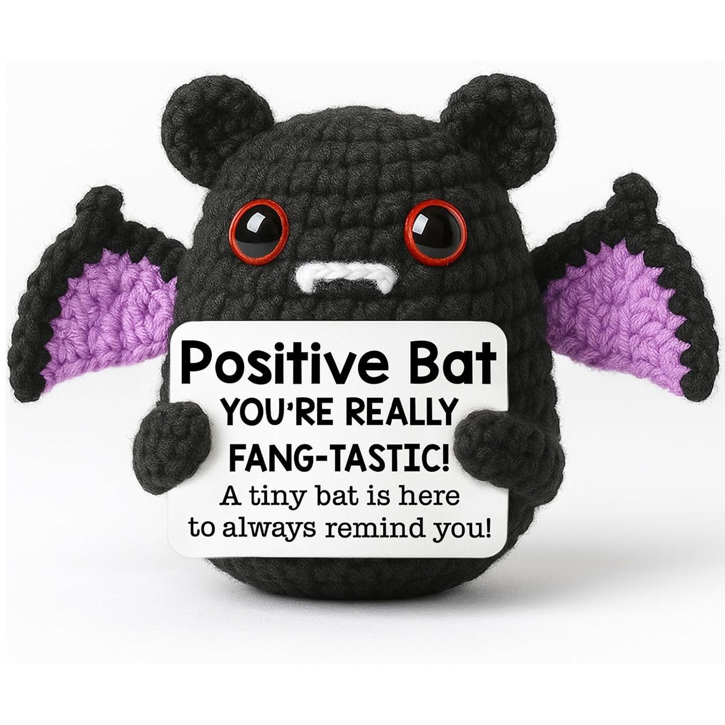 Handmade Positive Bat Doll With Card Home Decoration Knitting Bat Halloween Egg Doll Ornament Room Decor Halloween Party Gift