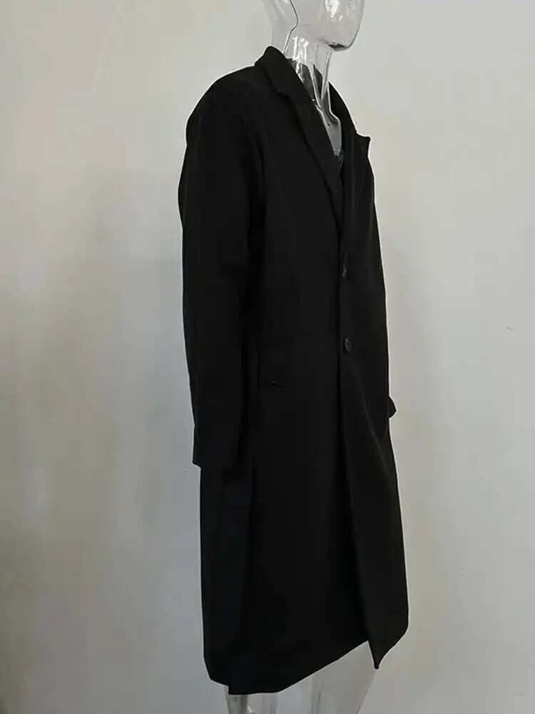 IEFB Korean Style Men's Fashion Tide Woolen Coat Single Breasted Overcoat 2025 Autumn New Stylish Trench Casual Loose Fit 9D1655