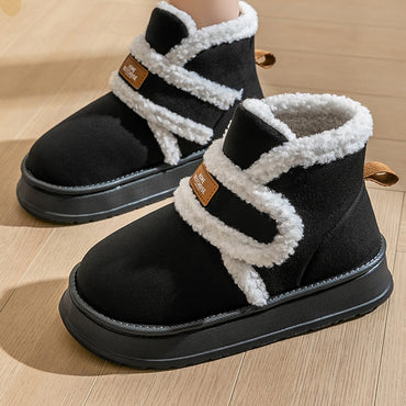 Thick Soled Snow Boots For Women Fluffy Plush Faux Fur Soft Slippers Winter Indoor Comfortable Home Non-slip Cotton Shoes