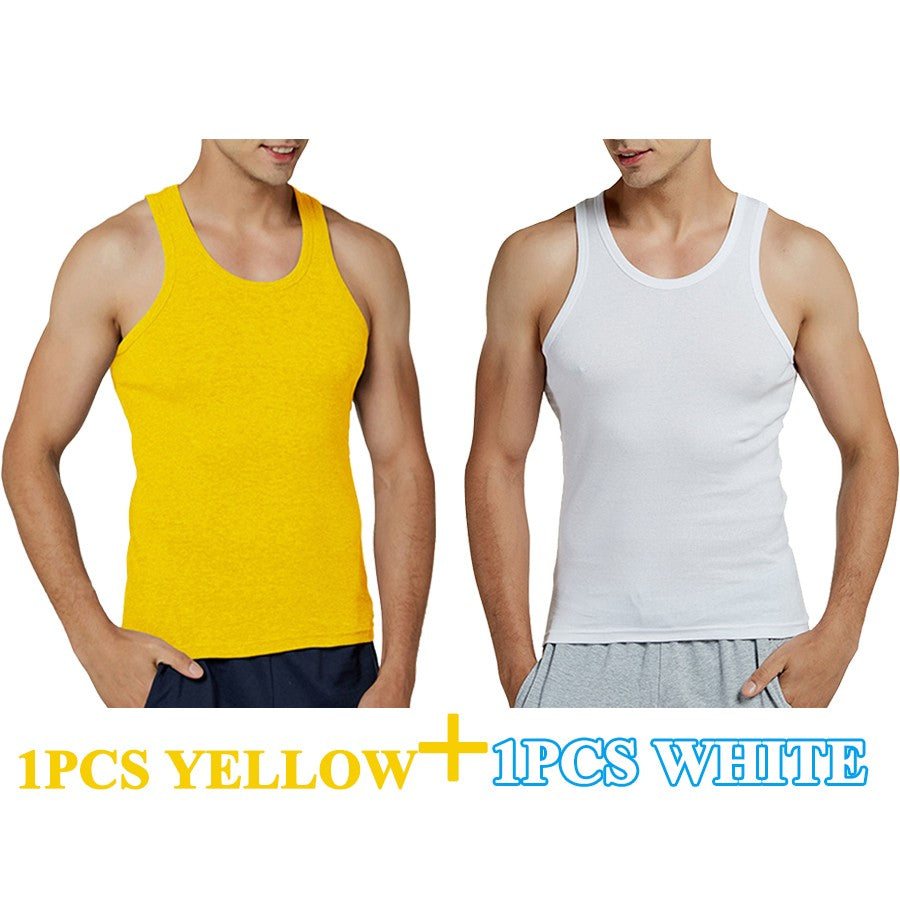 Tank Tops Men New 100% Cotton Solid Vest Mens Slim Casual Breathable Sleeveless