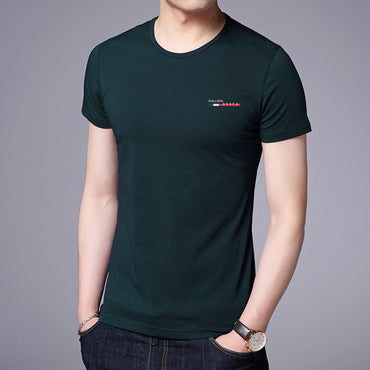 2025 New Summer Brand Tops Round Neck t Shirt For Men 95% Cotton 5% Spandex Plain Bulk Short Sleeve Casual Fashion Mens Clothes