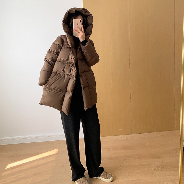2025 Winter Women's Down Jackets Ultra Light Warm Cusual Coat Female Puffer Jacket With Belt Plus Size Hooded Short Parka