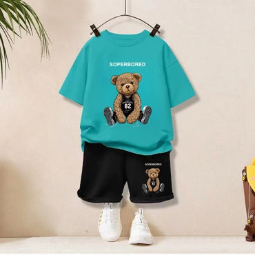 Conjunto de Roupinhas de Verão para Bebês Meninos, Camisetas e Shorts Estampados de Desenhos Animados para Crianças, Terno de 2 Peças, Roupas de Manga Curta para Crianças
