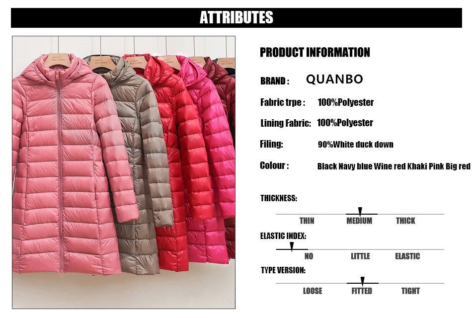 Women Ultra Lightweight Packable Long Puffer Jacket 2023 New Autumn Winter Warm Hat Detachable Hooded Female Coat Parka 5XL 7XL