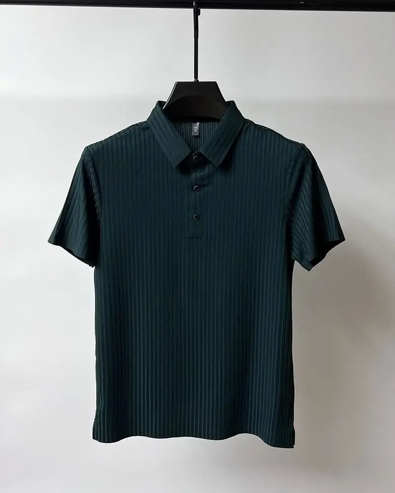 Men's Ice Silk Polo Shirt, Lapel, Hollow, Short-Sleeved, Breathable, Business Fashion T-Shirt, Men's Brand Clothing, Summer, New