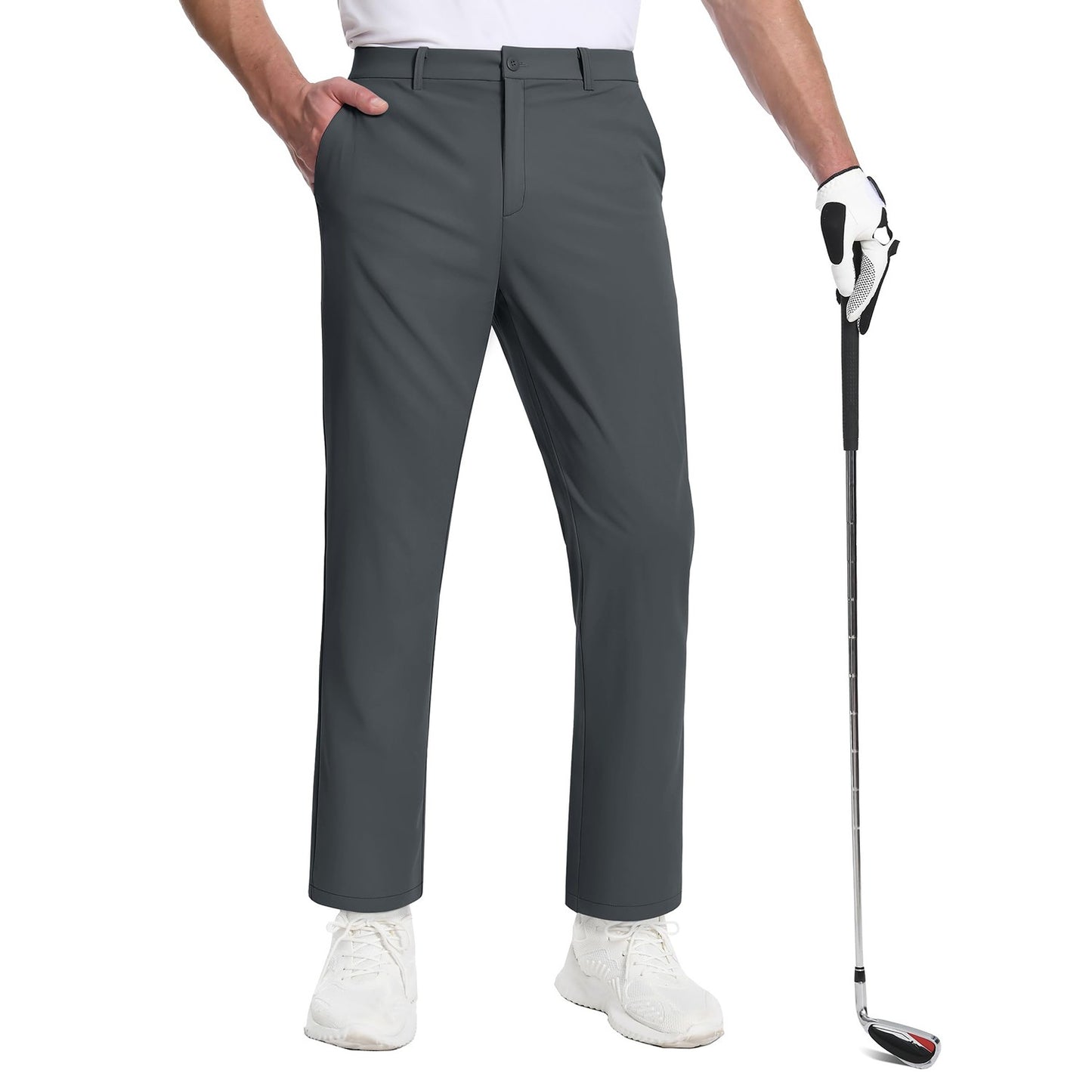 TACVASEN Golf Pants Men Stretch Lightweight Quick Dry Work Pants Waterproof Flat Front Dress Pants with 5 Pockets 30"/32"/34";;VERDADEIRO;;"Dark Grey,40W-32L