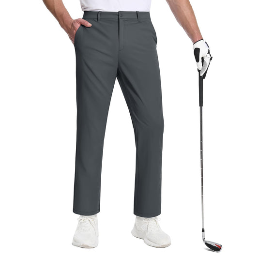 TACVASEN Golf Pants Men Stretch Lightweight Quick Dry Work Pants Waterproof Flat Front Dress Pants with 5 Pockets 30"/32"/34";;VERDADEIRO;;"Dark Grey,40W-32L