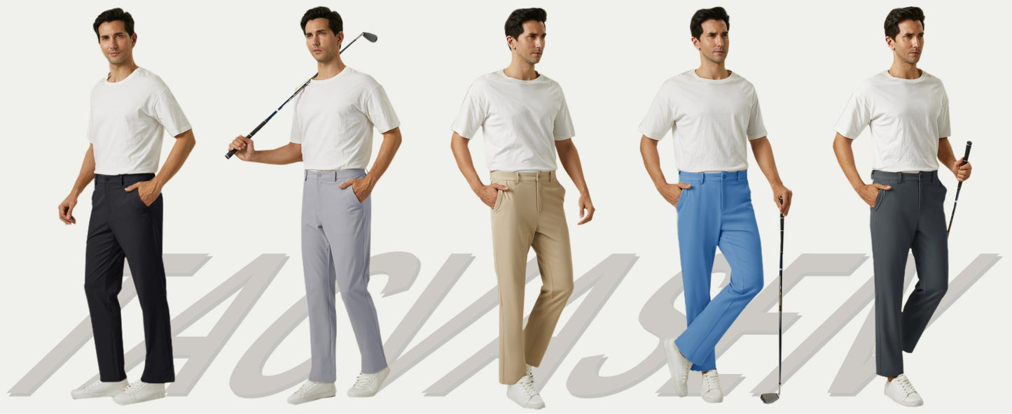 TACVASEN Golf Pants Men Stretch Lightweight Quick Dry Work Pants Waterproof Flat Front Dress Pants with 5 Pockets 30"/32"/34";;VERDADEIRO;;"Dark Grey,40W-32L