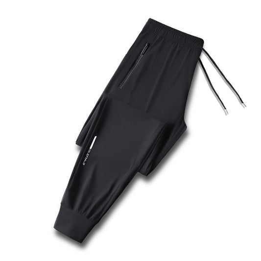 Men's cool quick drying breathable waist drawstring jogging pants, fashionable high elasticity sports pants suitable for fitness