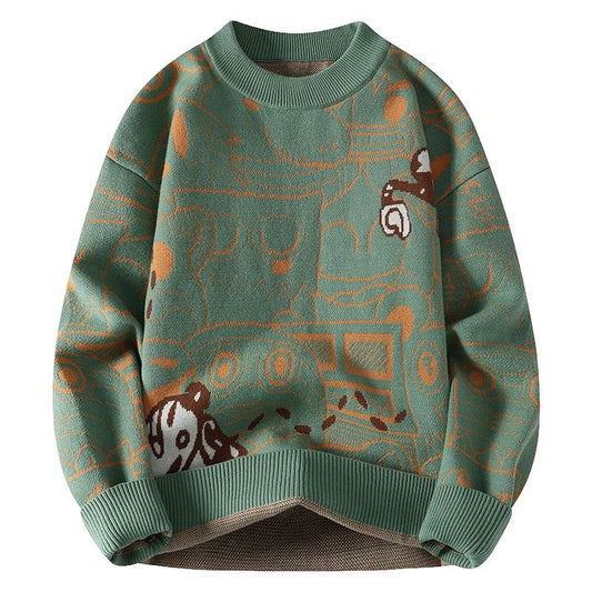 Autumn and Winter High School Students' Trendy Versatile Thick Bottom Sweater Knitted with Velvet Warm Fashion Men's Sweater