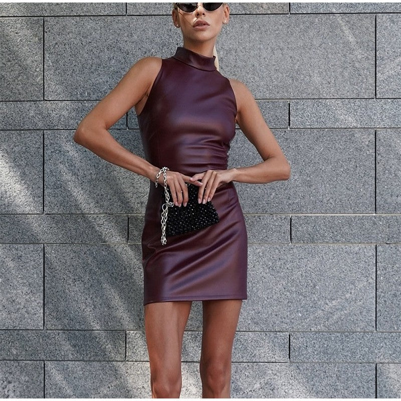 Full Sleeve Cropped Women Casual Slim Thin Motorcycle Coat Chic Zipper Lapel Wine Red Leather Jacket Lady New Highstreet Outwear