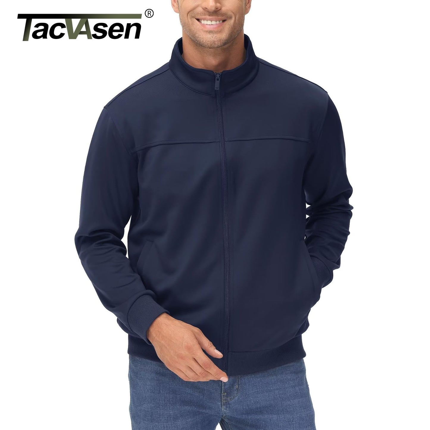TACVASEN Spring Autumn Track Jackets Mens Lightweight Full Zip Sports Jacket Running Athletic Jackets Workout Fitness Outwear