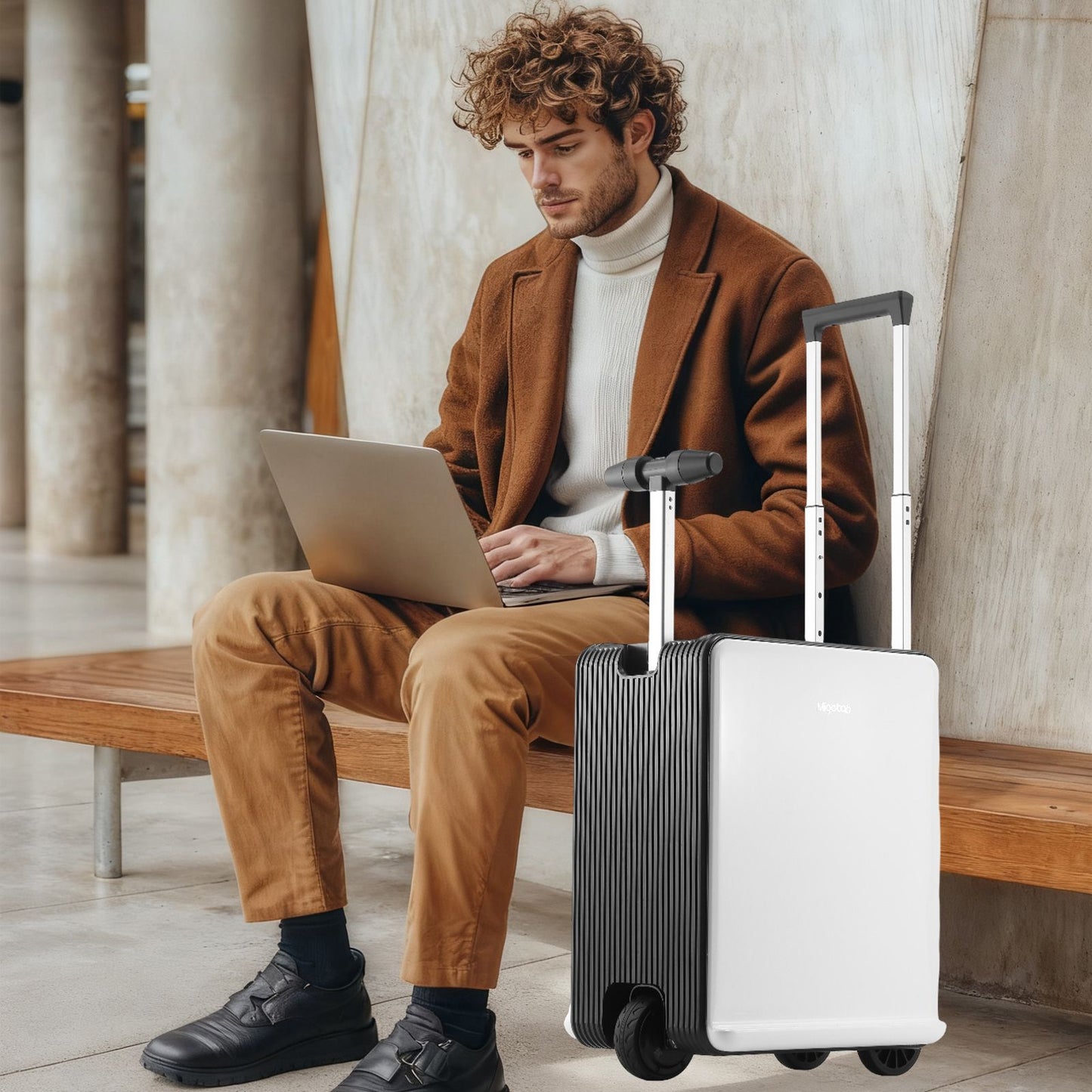 20 Inch Electric Suitcase 40L Large Capacity Boarding Trolley Case With TSA Lock For Men Women Rideable Travel Rolling Luggage