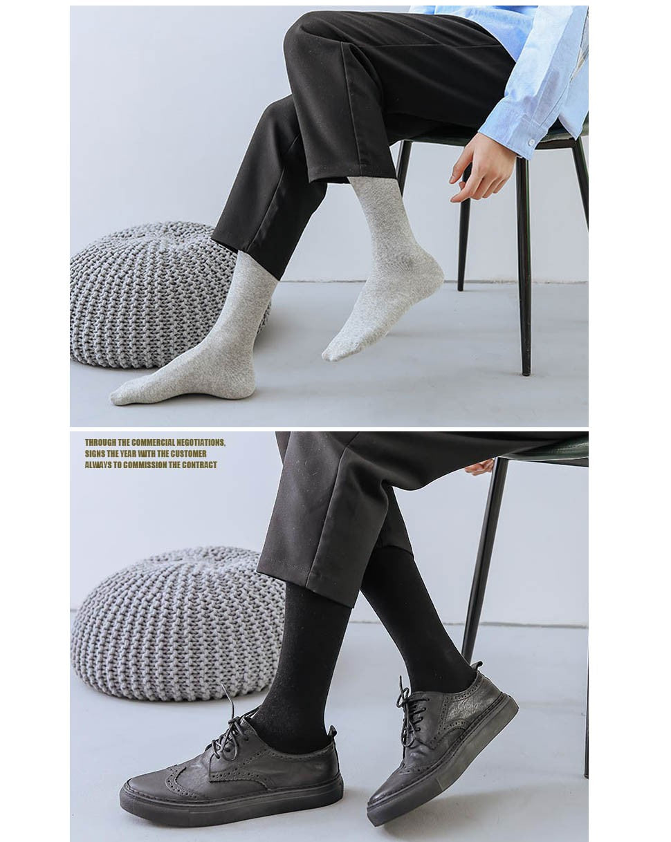 Men Long Socks Knee High Cotton Solid Business Soft Elastic Party Dress Formal Gentleman Stocking Four Seasons Sokken Brand