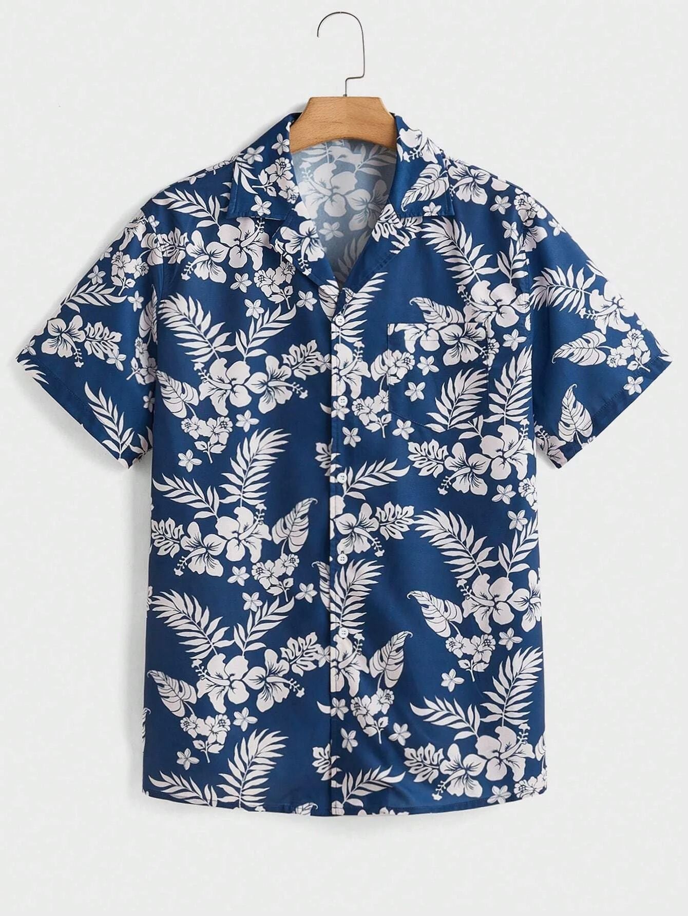 Summer men's new tropical 3D printing lapel short-sleeved shirt Hawaiian casual daily wearing large size
