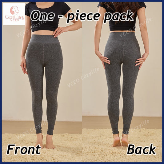 Thickened Warm Pants Winter Thermal Leggings for Women Fleece Lined High Waisted Thermal Underwear for Home Office Daily Wear