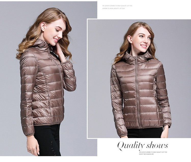 White Duck Down Winter Hoody Jackets Ultra-light Women Down Coats Puffer Long Sleeve Warm Slim Portable Thin Female Outwears 7XL