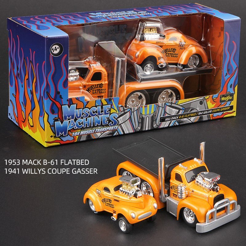Maisto 1:64 Flatbed Truck Series Muscle Machines Modelo de Carro em Liga Minhaatura Veículos Diecast Brinquedo Mack B61 Chevrolet C60