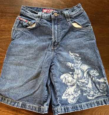New Men Black Floral Print Denim Shorts Unique Creative Design Summer Casual Trendy Style Comfortable Fit for Outdoor Streetwear