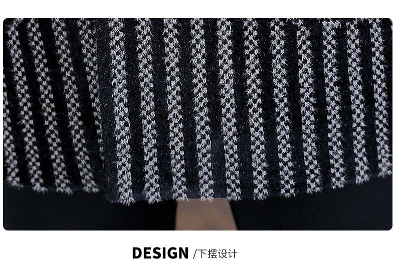 Classic Autumn Winter Men's Mid-Length Woolen Coats Casual Striped Overcoat Outwear Windbreaker Business Warm Long Jackets