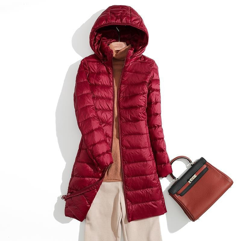 Plus Size 5xl 6xl 7xl Fall Women's Autumn Winter Ultra Lightweight Packable Long Puffer Jacket Female Hooded Korean Slim Coat