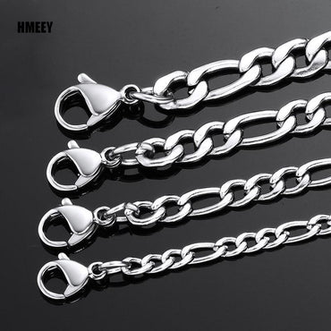 Men's Stainless Steel Link Figaro Chain Necklace for Women High Quality Waterproof Choker Silver Color Jewelry Accessories Gift