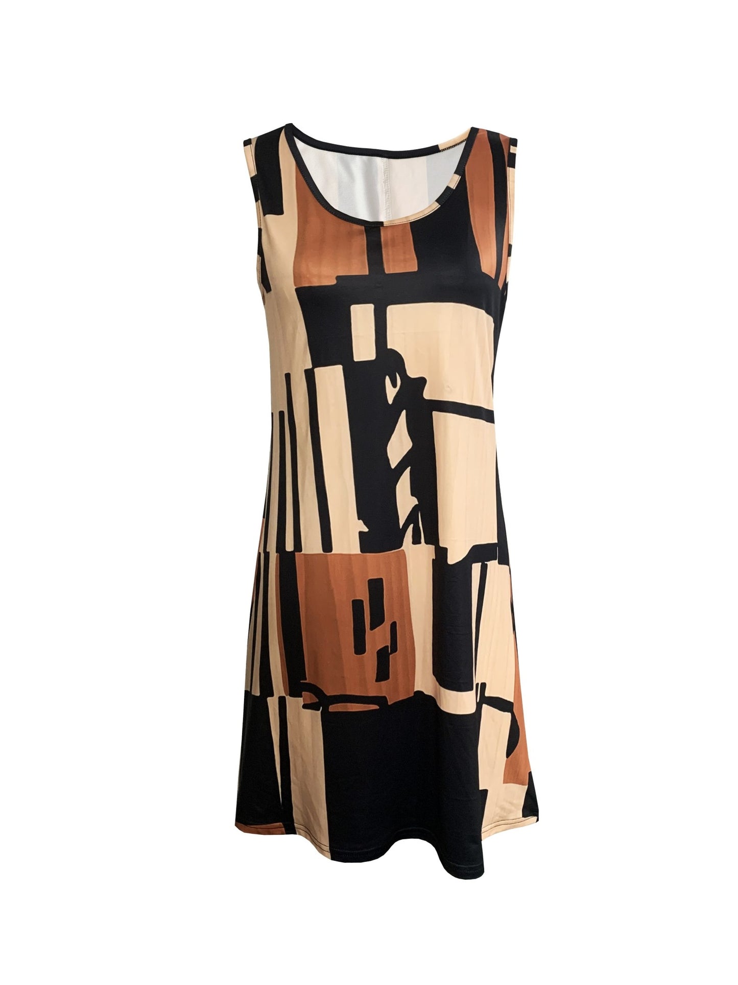 Spring&Summer Women's Geometric Pattern Sleeveless Dress For Summer Vacation,dre